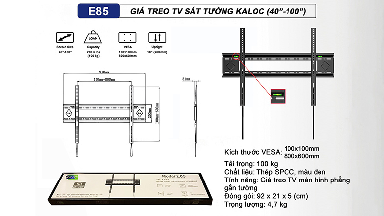 gia-treo-tivi-kaloc-klc-e85-thong-so